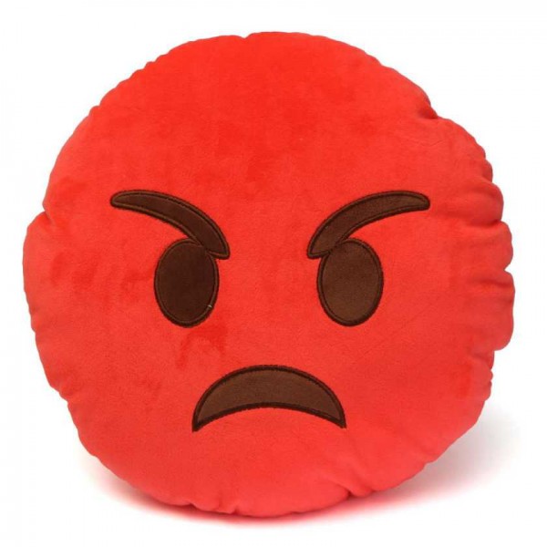 Soft Smiley Emoticon Red Round Cushion Pillow Stuffed Plush Toy Doll (Very Angry)
